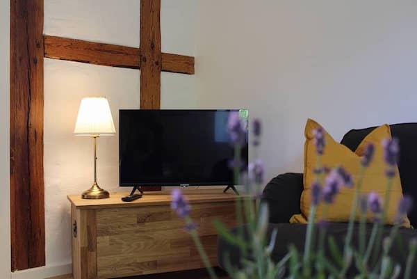 Große Wohnung - Holztruhe mit Fernseher